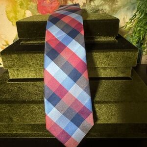 Tommy Hilfiger Red and Blue Plaid Tie